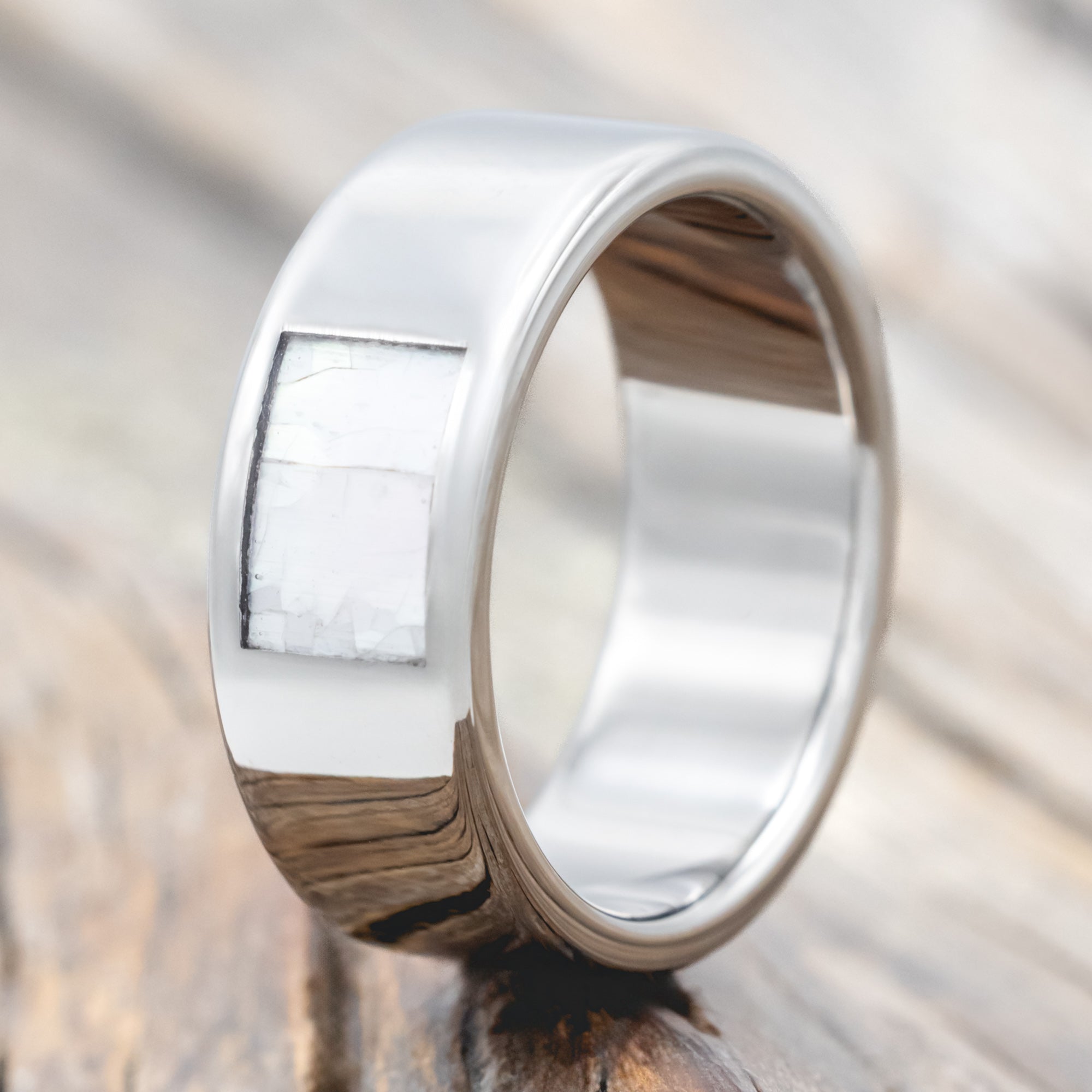 MOTHER OF PEARL WEDDING BAND-Staghead Designs