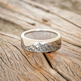 MOUNTAIN ENGRAVED WEDDING BAND WITH ANTLER LINING-3