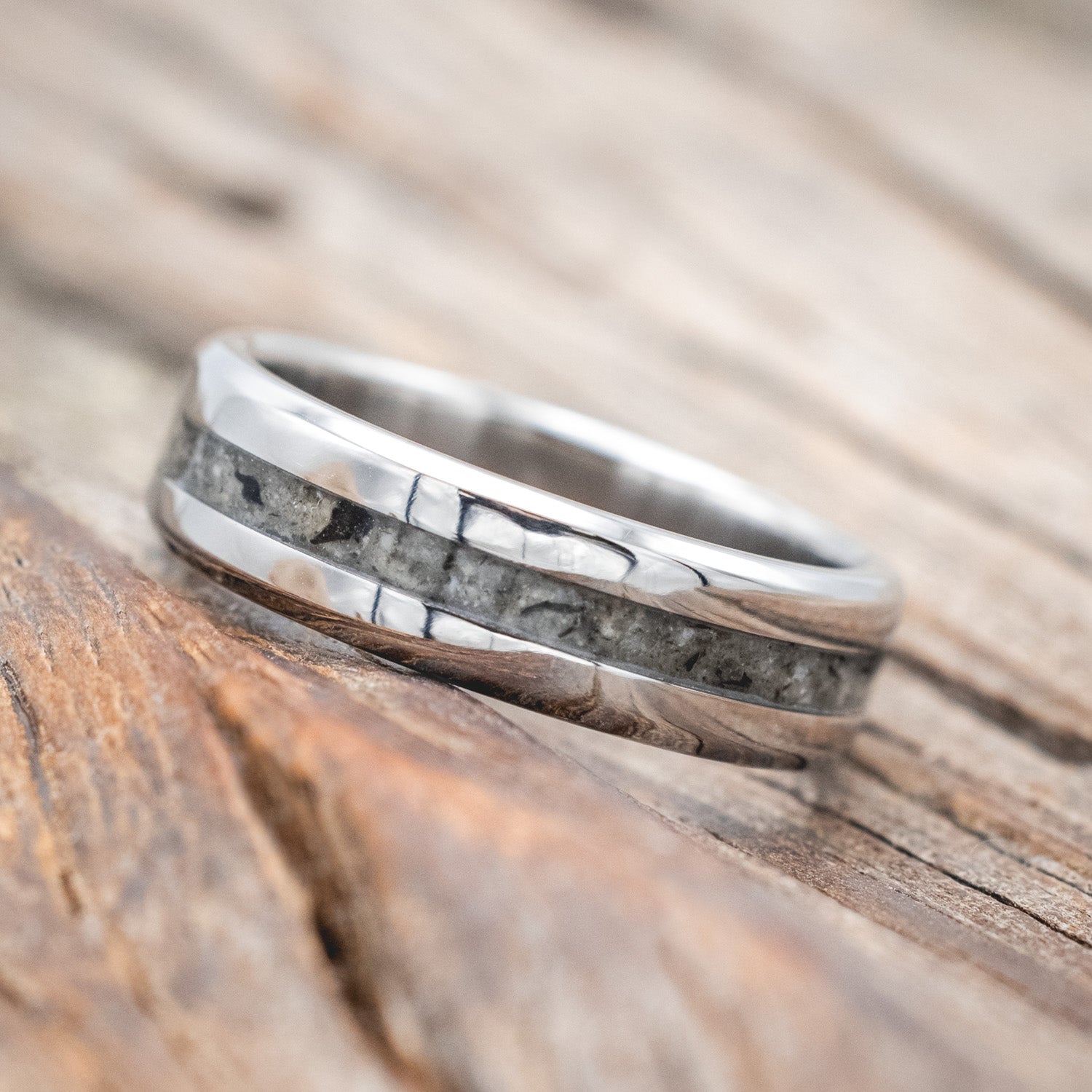 "NIRVANA" - CENTERED CRUSHED MOONSTONE WEDDING BAND-Staghead Designs
