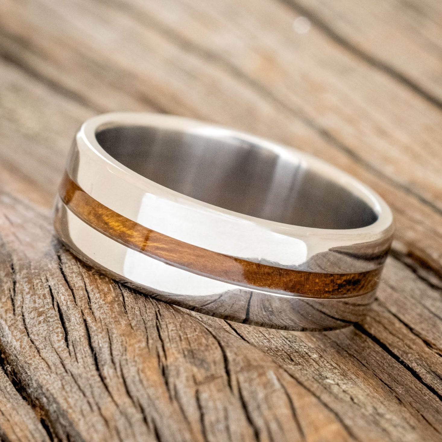 "NIRVANA" - CENTERED INLAY WEDDING BAND-Staghead Designs