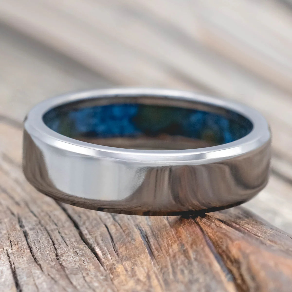 "Hyperion" - Patina Copper Lined Wedding Band - Titanium (6mm) - Size 9