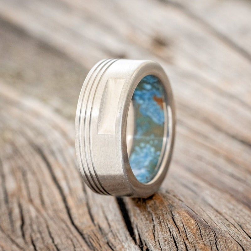 PISTON INSPIRED MEN'S ENGAGEMENT RING WITH PATINA COPPER LINING AND A BRUSHED FINISH