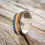 "HAVEN" - PRIDE INSPIRED WEDDING BAND WITH BLACK & GOLD TRUSTONE-1