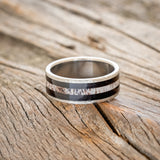 "RAINIER" - ANTLER & IRONWOOD WEDDING RING WITH HAMMERED FINISH - READY TO SHIP-3