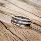 "RAINIER" - ANTLER & IRONWOOD WEDDING RING WITH HAMMERED FINISH - READY TO SHIP-2