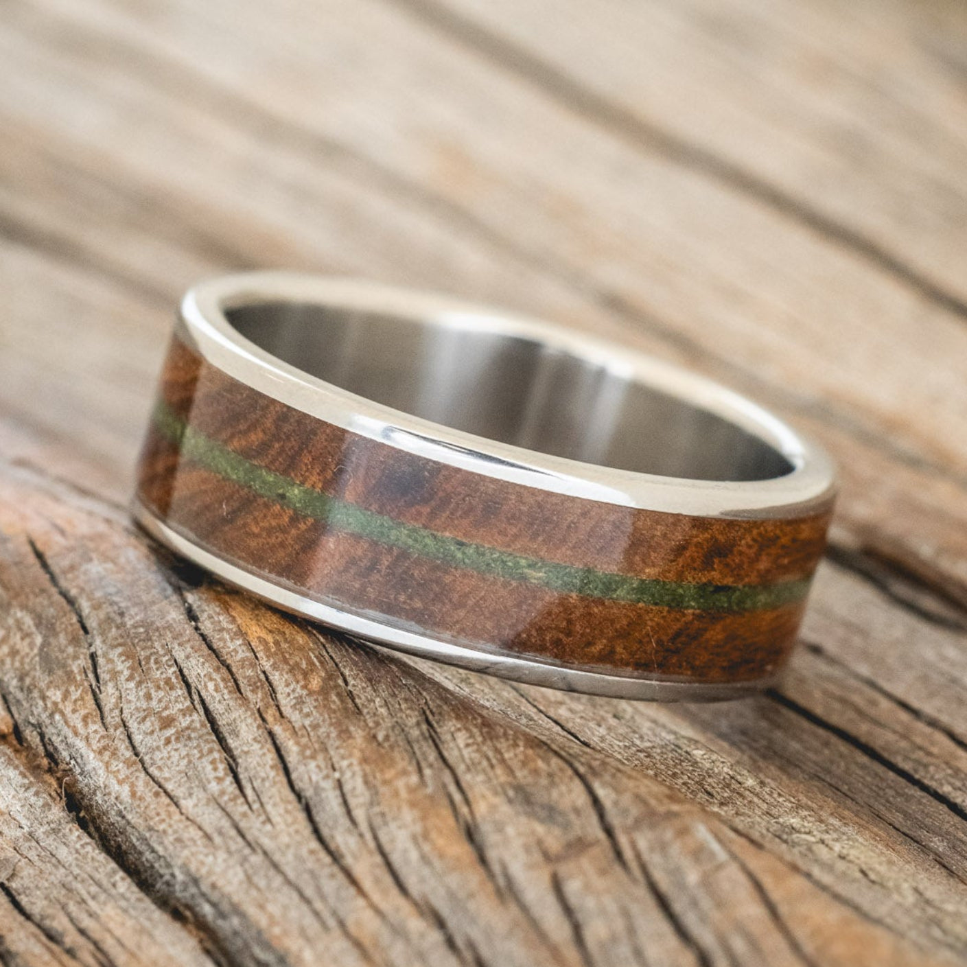 "RAINIER" - IRONWOOD & MOSS WEDDING BAND-2
