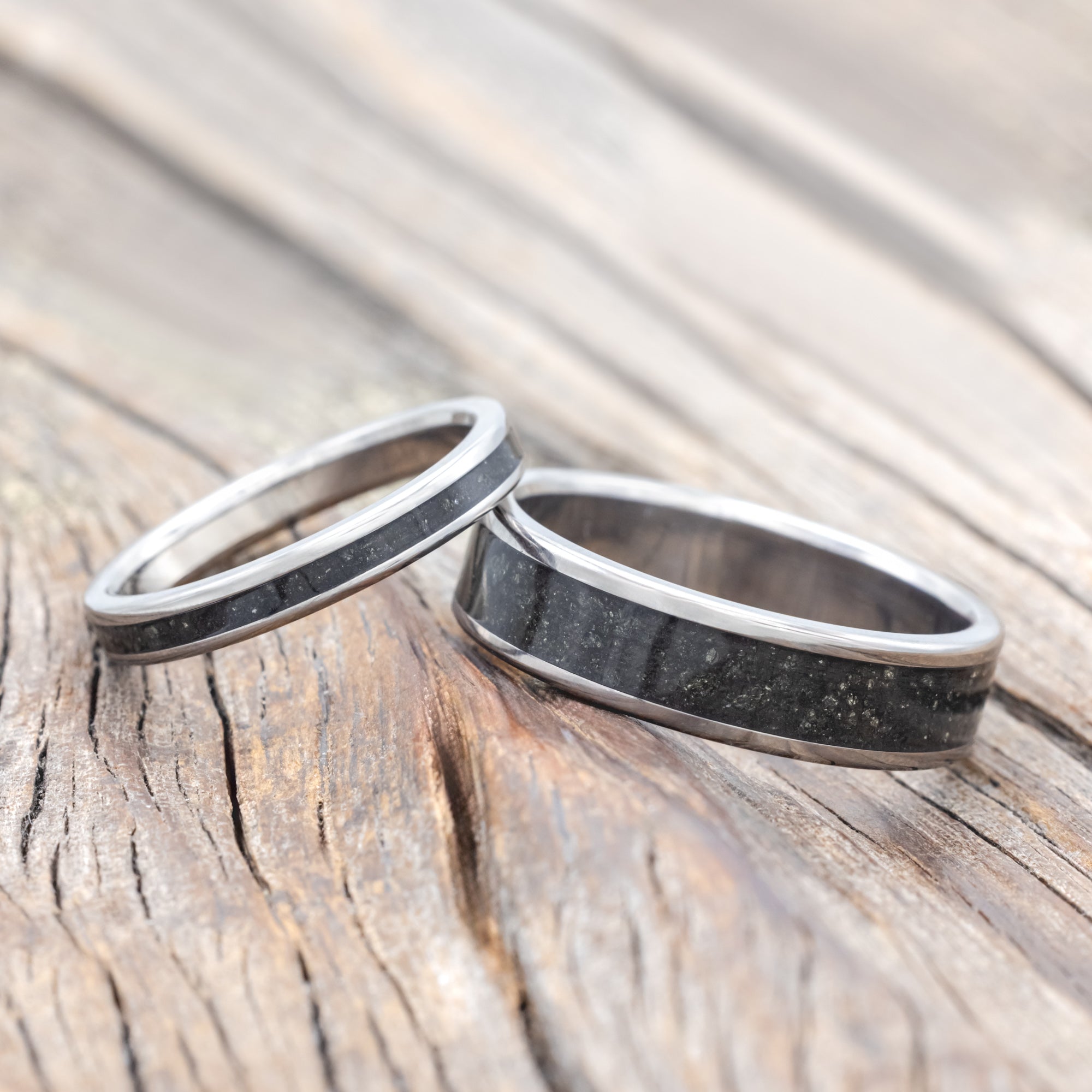 "RAINIER" - MATCHING SET OF PYRITE WEDDING BANDS-Staghead Designs