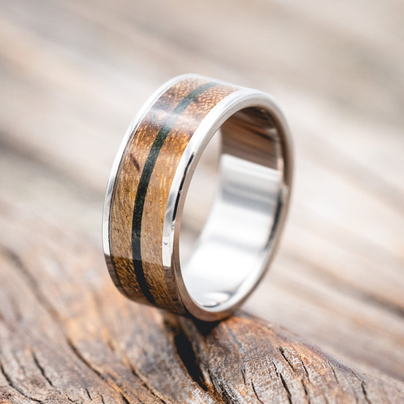 "RAINIER" - MOSS & SPALTED MAPLE WOOD WEDDING RING