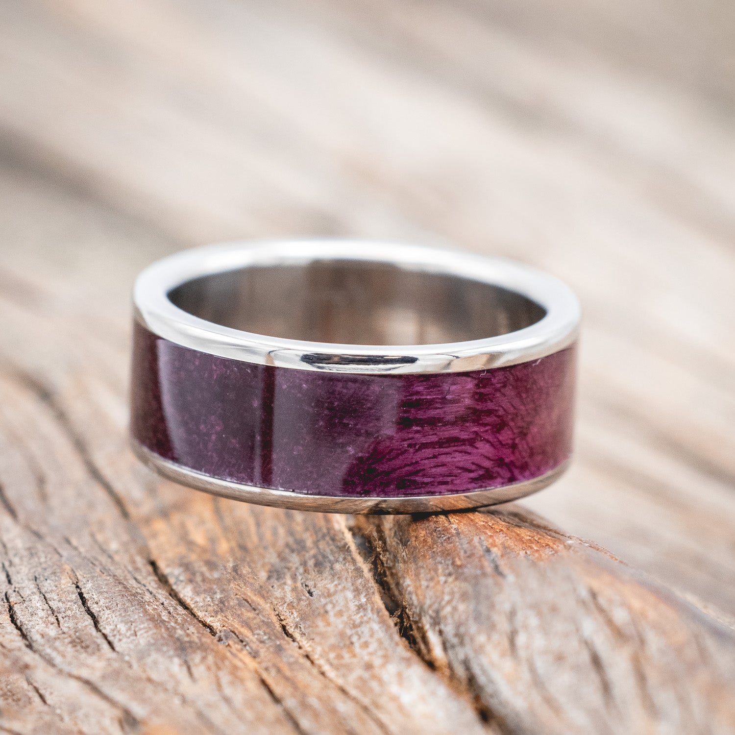 "RAINIER" - PURPLEHEART WOOD WEDDING RING-Staghead Designs