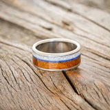 "RAINIER" - DIAMOND DUST, LAPIS LAZULI & IRONWOOD WEDDING BAND-3