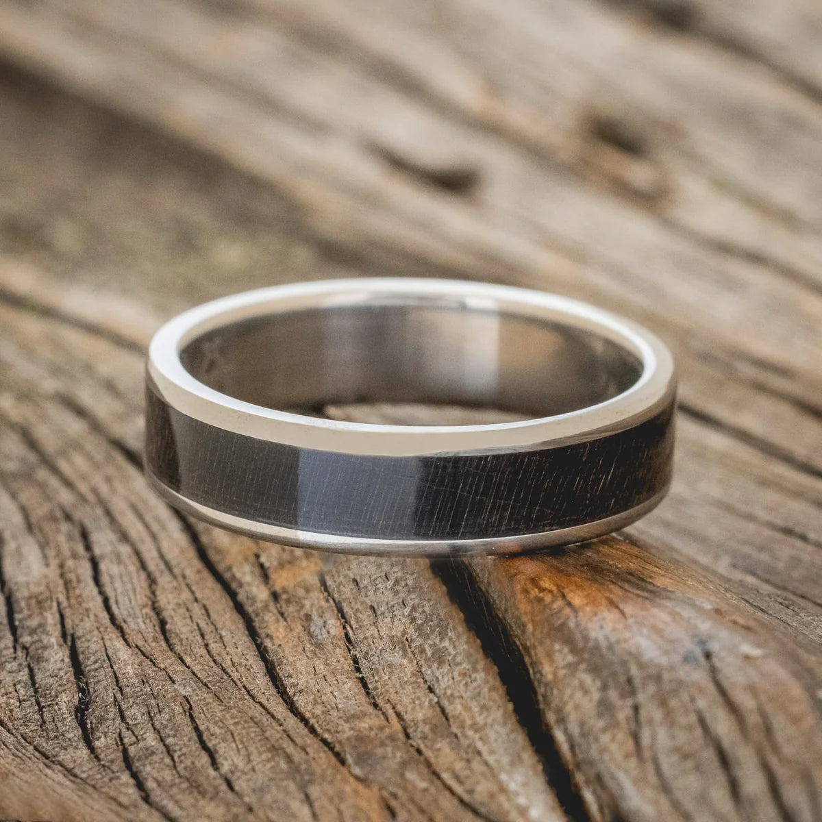 "Rainier" - Dark Maple Wood Wedding Ring - Titanium (6mm) - Size 10