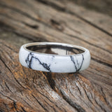 "HAVEN" - WHITE TURQUOISE TRUSTONE WEDDING BAND-3