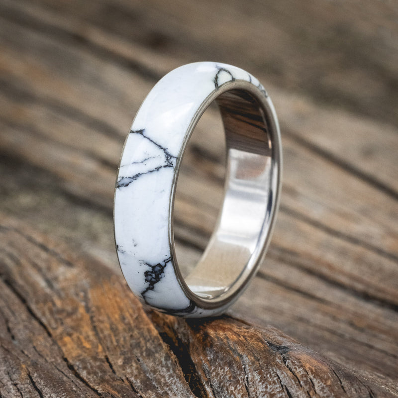 "HAVEN" - WHITE TURQUOISE TRUSTONE WEDDING BAND-1