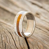 "RAINIER" - ANTLER & IRONWOOD WEDDING BAND - TITANIUM - SIZE 7-1