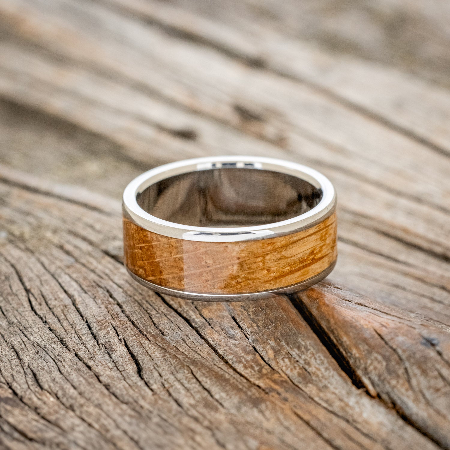 "RAINIER" - WHISKEY BARREL OAK WEDDING BAND - READY TO SHIP-3