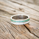 "RAPTOR" - ANTLER & MALACHITE WEDDING BAND-3