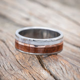 "RAPTOR" - REDWOOD WITH ANTER & 14K GOLD INLAY WEDDING RING-Staghead Designs