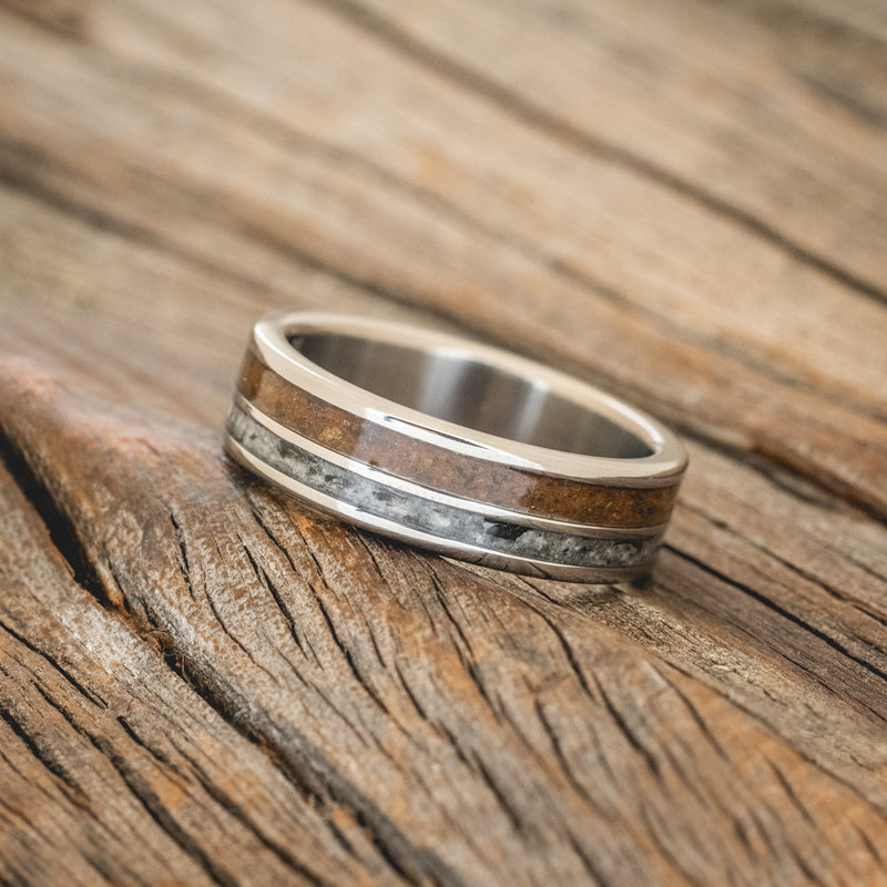 "RAPTOR" - MOONSTONE & BRONZITE WEDDING BAND