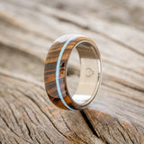 "REMMY" - TIGERWOOD & TURQUOISE WEDDING BAND - READY TO SHIP-1