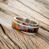 "REMMY" - TIGERWOOD & TURQUOISE WEDDING BAND - READY TO SHIP-2