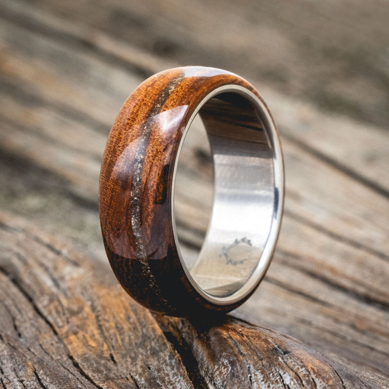 "REMMY" - IRONWOOD & AMBER WEDDING BAND - READY TO SHIP-1