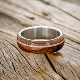 "REMMY" - IRONWOOD & FIRE & ICE OPAL INLAY WEDDING RING-3