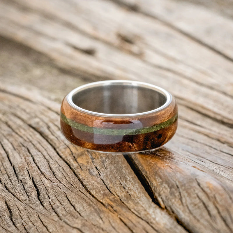 "REMMY" - REDWOOD & MOSS WEDDING RING (6MM) - TITANIUM - SIZE 7 1/4-3