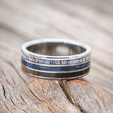 "RIO" - ANTLER, BLACK WALNUT & GREY FISHING LINE WEDDING BAND-Staghead Designs