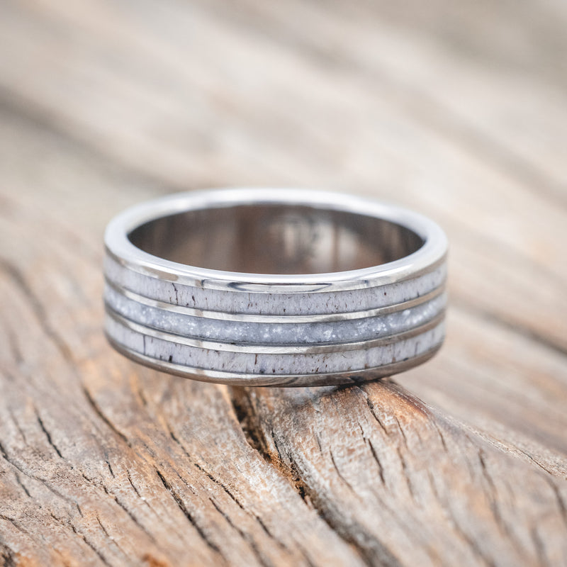 "RIO" - DIAMOND DUST & ANTLER WEDDING RING-Staghead Designs