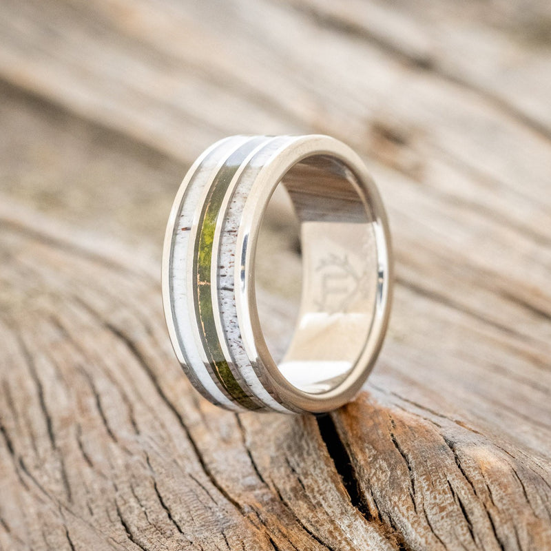 "RIO" - MOSSY PATINA COPPER & ANTLER WEDDING BAND-1