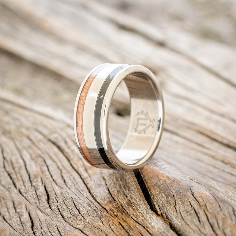 "RYDER" - POWDERED COPPER & JET STONE WEDDING BAND - READY TO SHIP-1