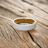 WHISKEY BARREL CHANNEL LINED RING WITH SANDBLASTED FINISH - TITANIUM (6MM) - SIZE 8 3/4-6