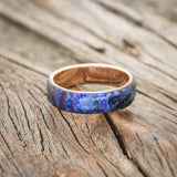 SEASCAPED FINISH & FIRE-TREATED TITANIUM WEDDING RING FEATURING A 14K GOLD BAND-3