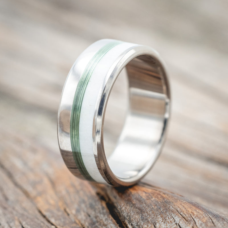 "TANNER" - CLEAR FISHING LINE & ANTLER WEDDING BAND-Staghead Designs