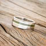 "TANNER" - MOSS & 14K GOLD INLAYS WEDDING BAND-2