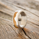 "HELIOS" - WHISKEY BARREL OAK & SILVER MOUNTAIN RANGE WEDDING BAND - TITANIUM - SIZE 10-2