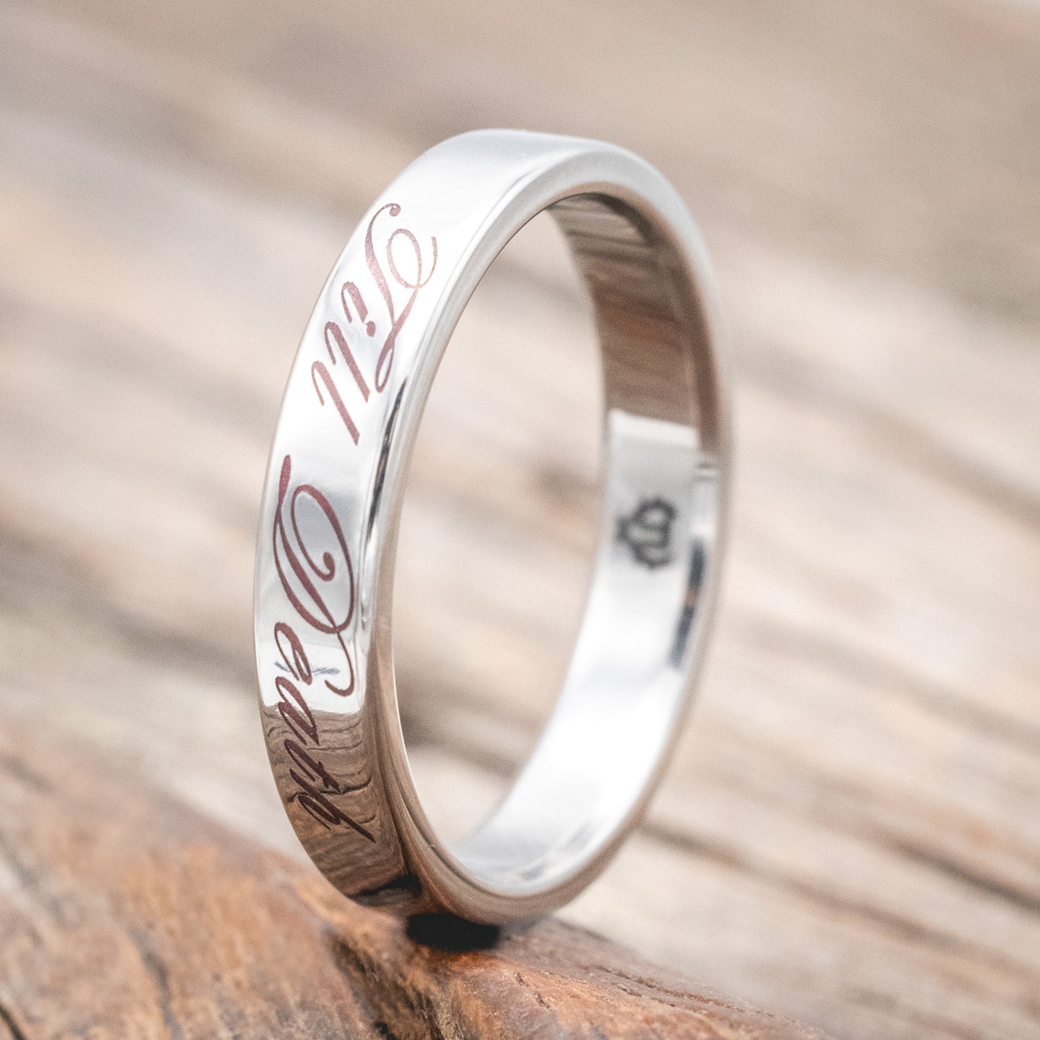 "TILL DEATH" - GLOWING ENGRAVED WEDDING RING-Staghead Designs