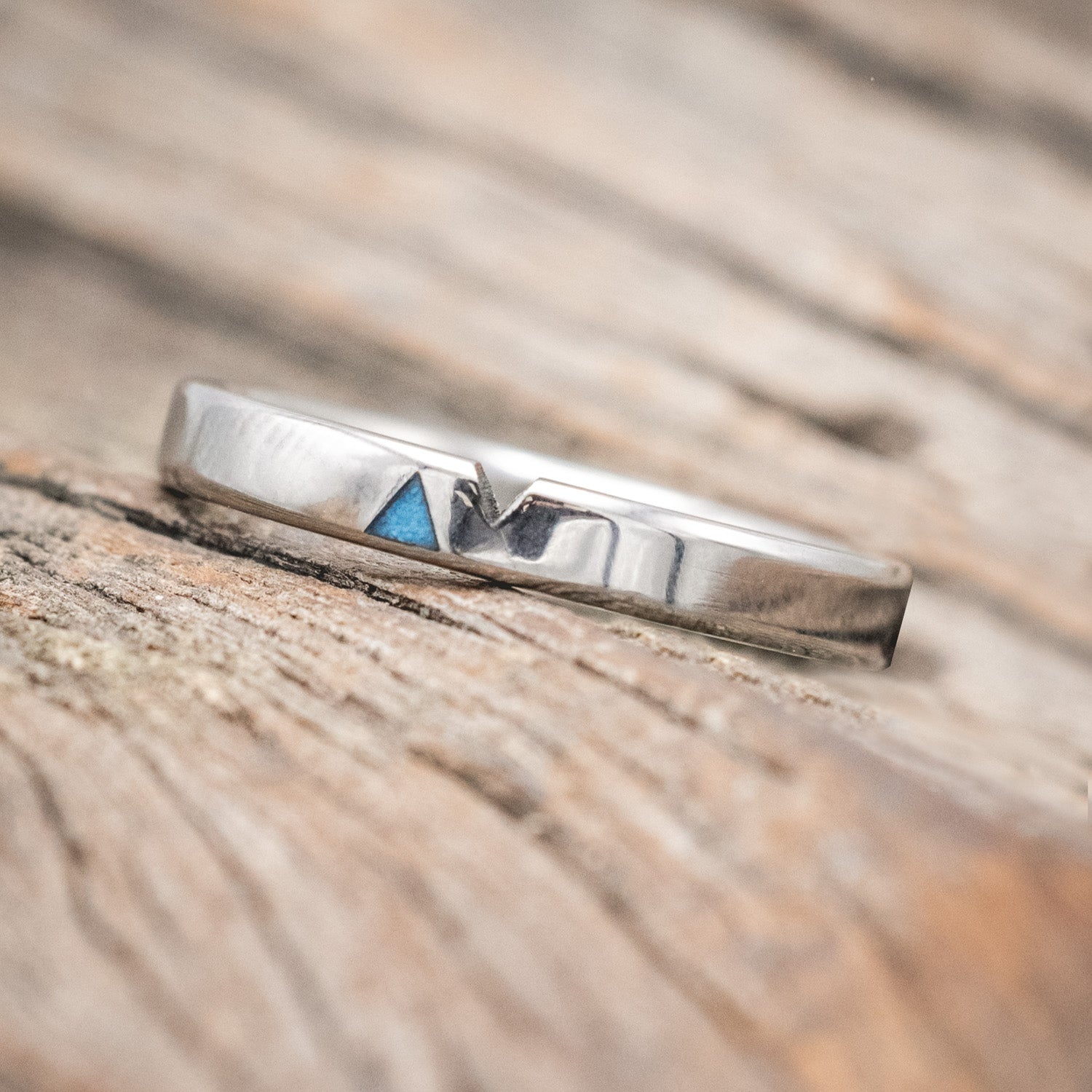 "VALENTINO" - CUSTOM CUT MATCHING BANDS WITH TURQUOISE FILLED TRIANGLES-Staghead Designs