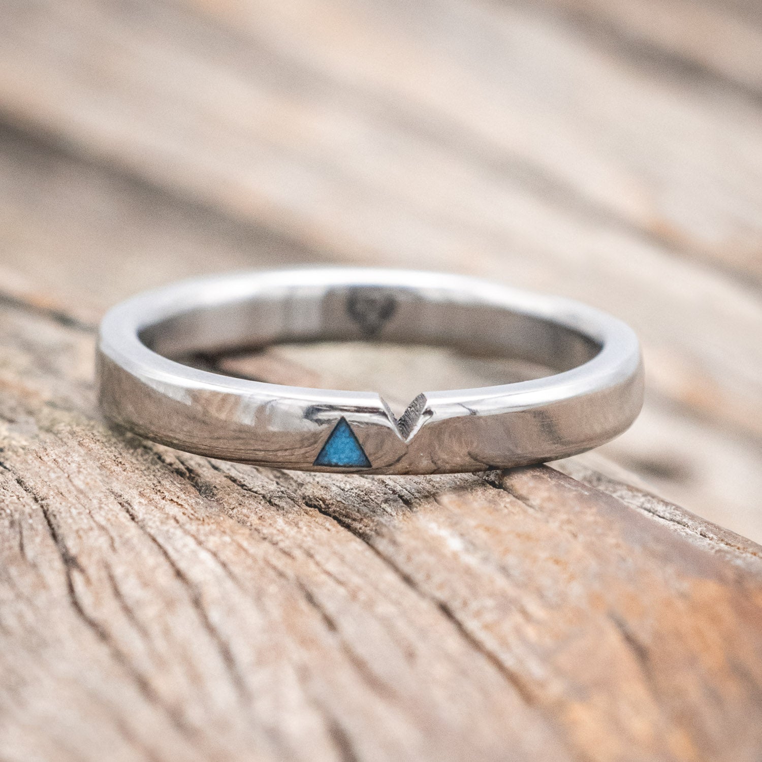 "VALENTINO" - CUSTOM CUT MATCHING BANDS WITH TURQUOISE FILLED TRIANGLES-Staghead Designs