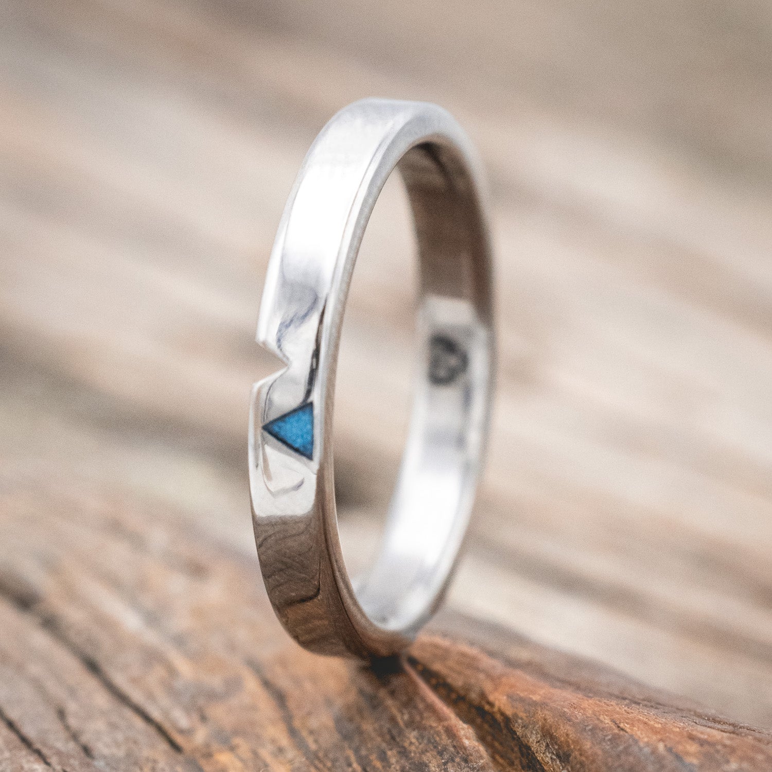 "VALENTINO" - CUSTOM CUT MATCHING BANDS WITH TURQUOISE FILLED TRIANGLES-Staghead Designs