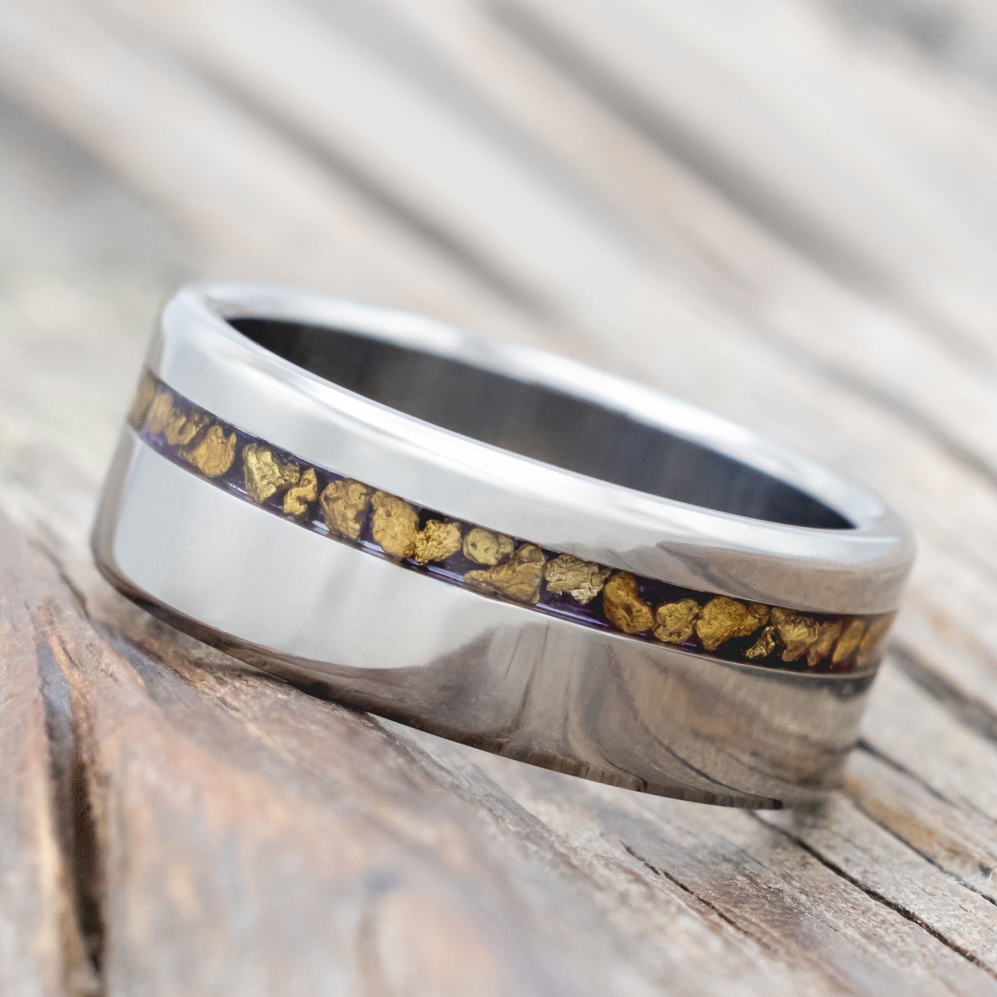 "VERTIGO" - GOLD NUGGET WEDDING RING WITH CUSTOM FINISH-Staghead Designs