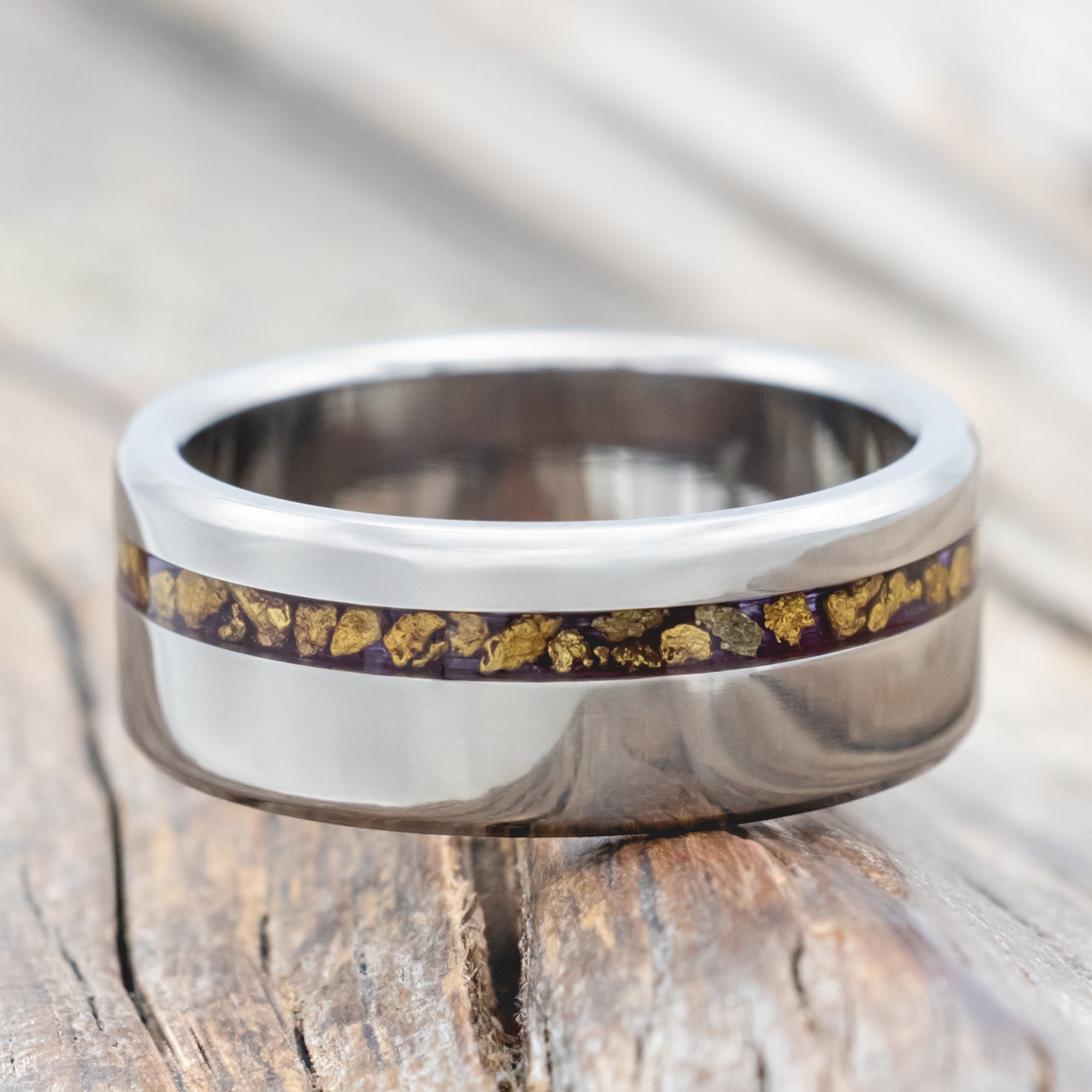 "VERTIGO" - GOLD NUGGET WEDDING RING WITH CUSTOM FINISH-Staghead Designs