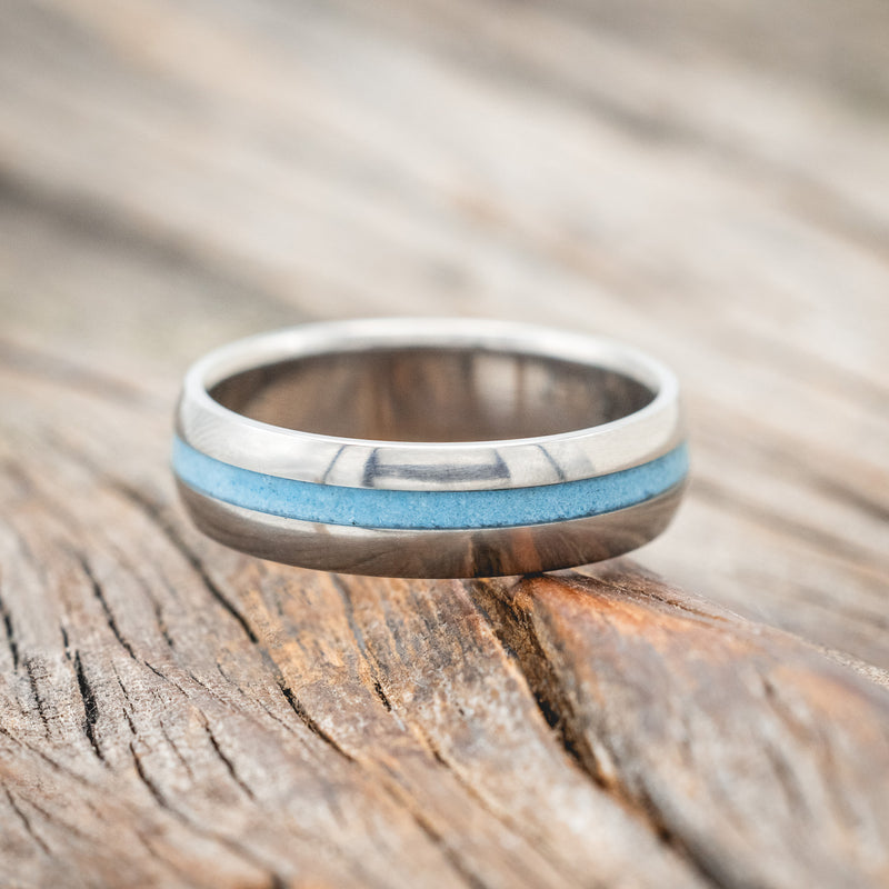 "VERTIGO" - DOMED TURQUOISE WEDDING BAND-Staghead Designs