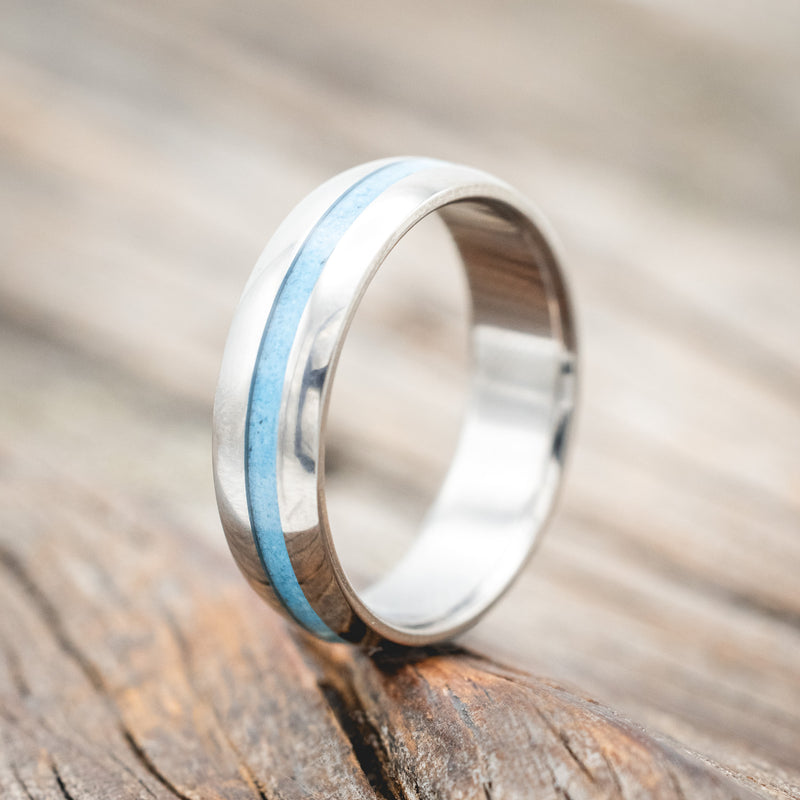 "VERTIGO" - DOMED TURQUOISE WEDDING BAND-Staghead Designs