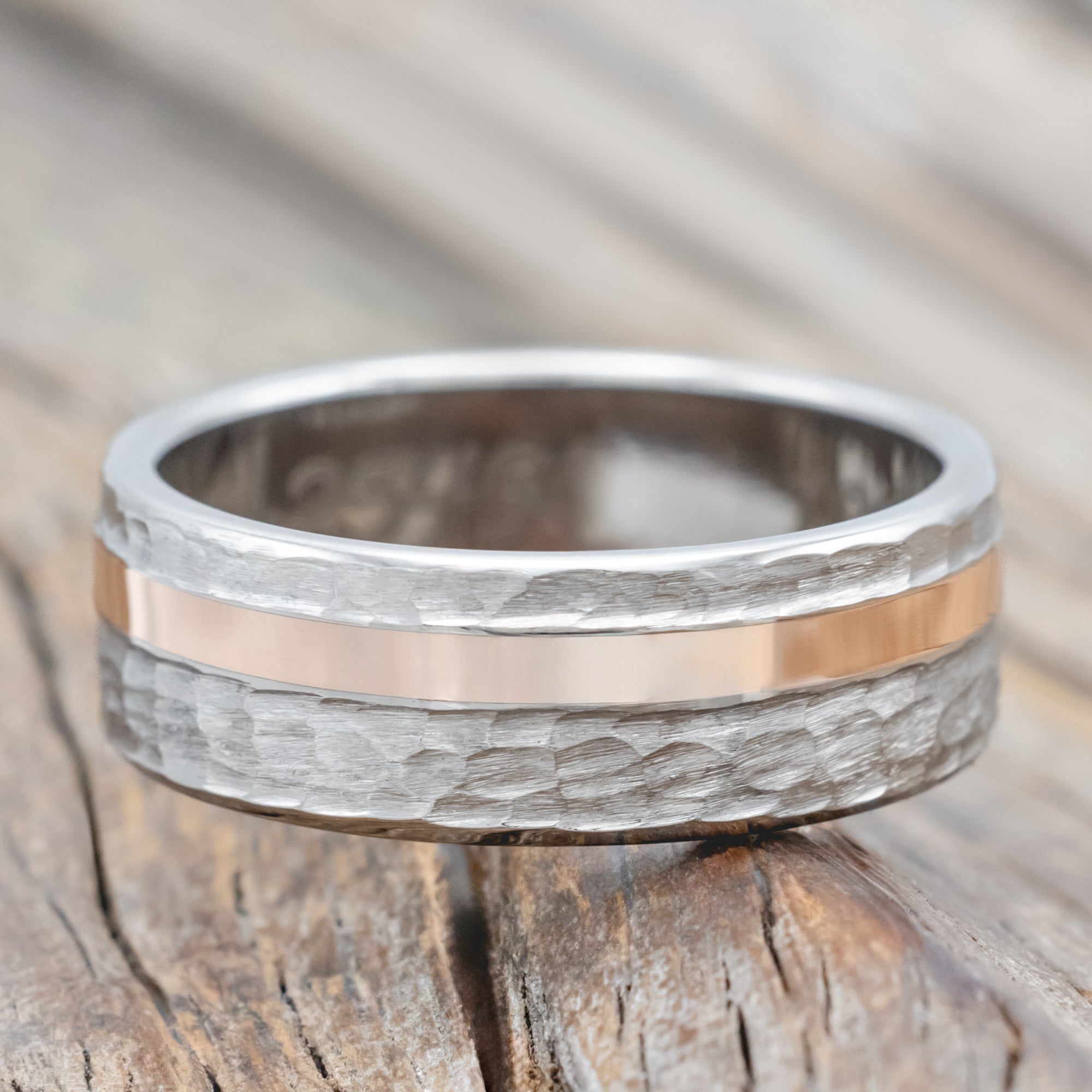 "Vertigo" - 14K Gold Inlay Wedding Ring-Staghead Designs