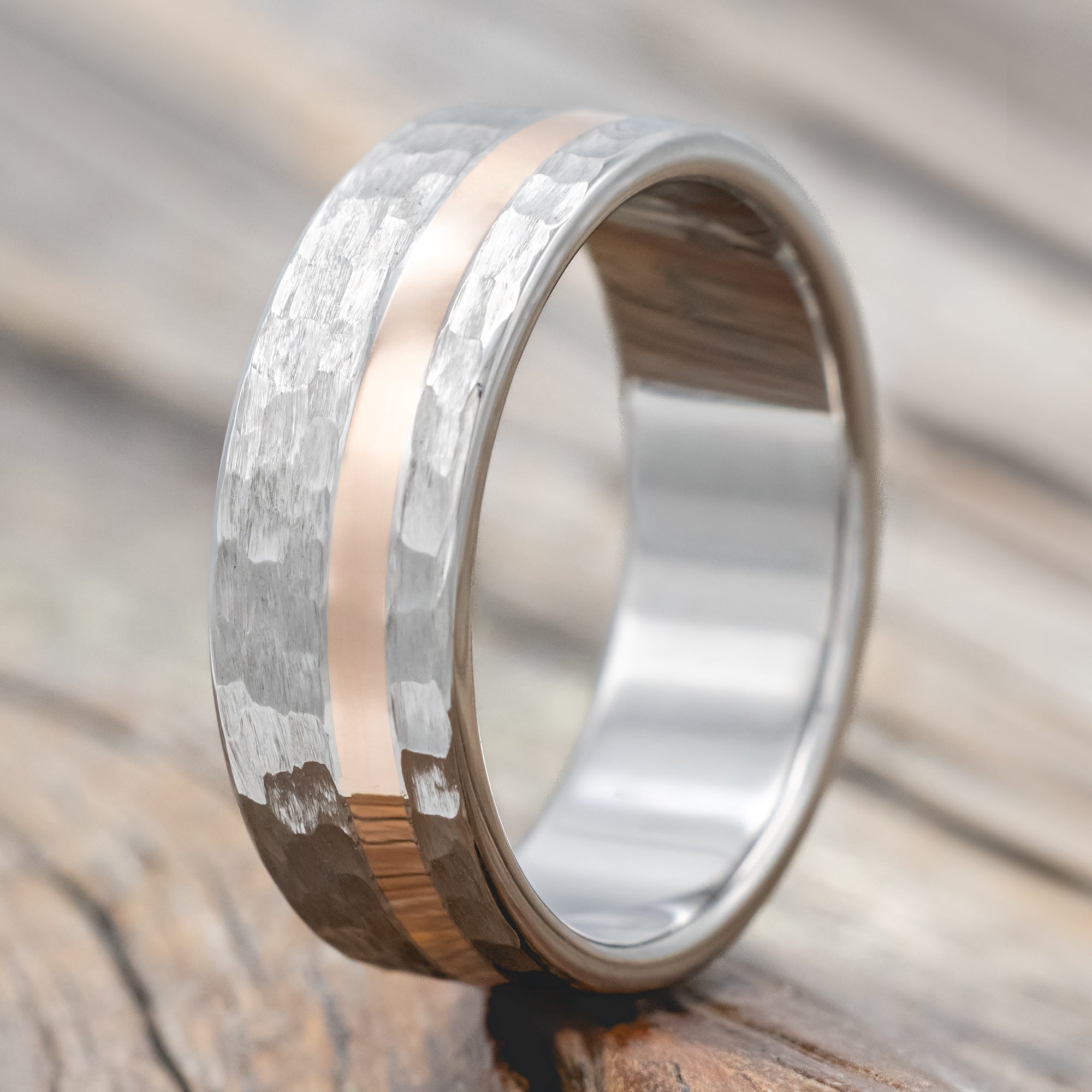 "Vertigo" - 14K Gold Inlay Wedding Ring-Staghead Designs