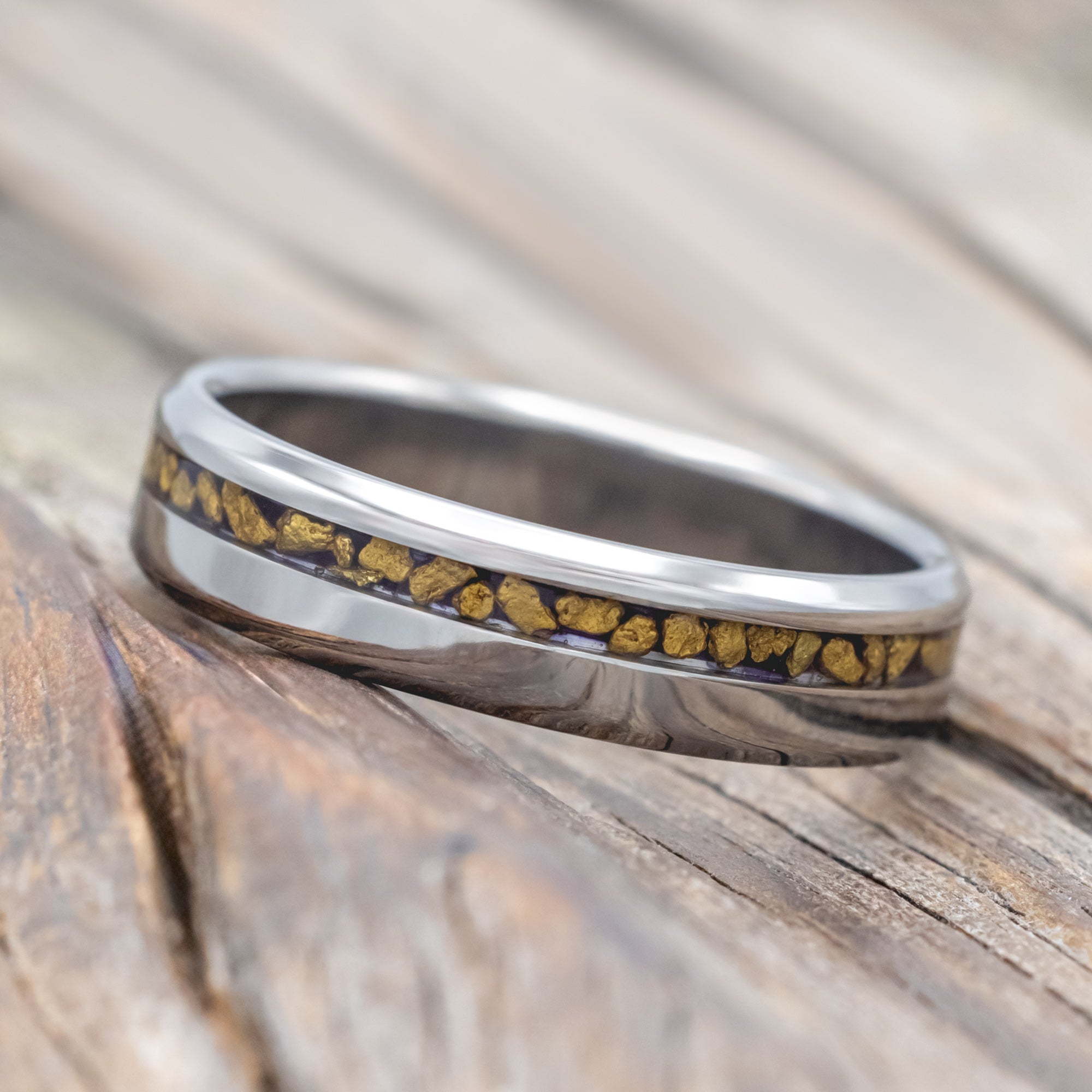 "VERTIGO" - GOLD NUGGET WEDDING RING-Staghead Designs