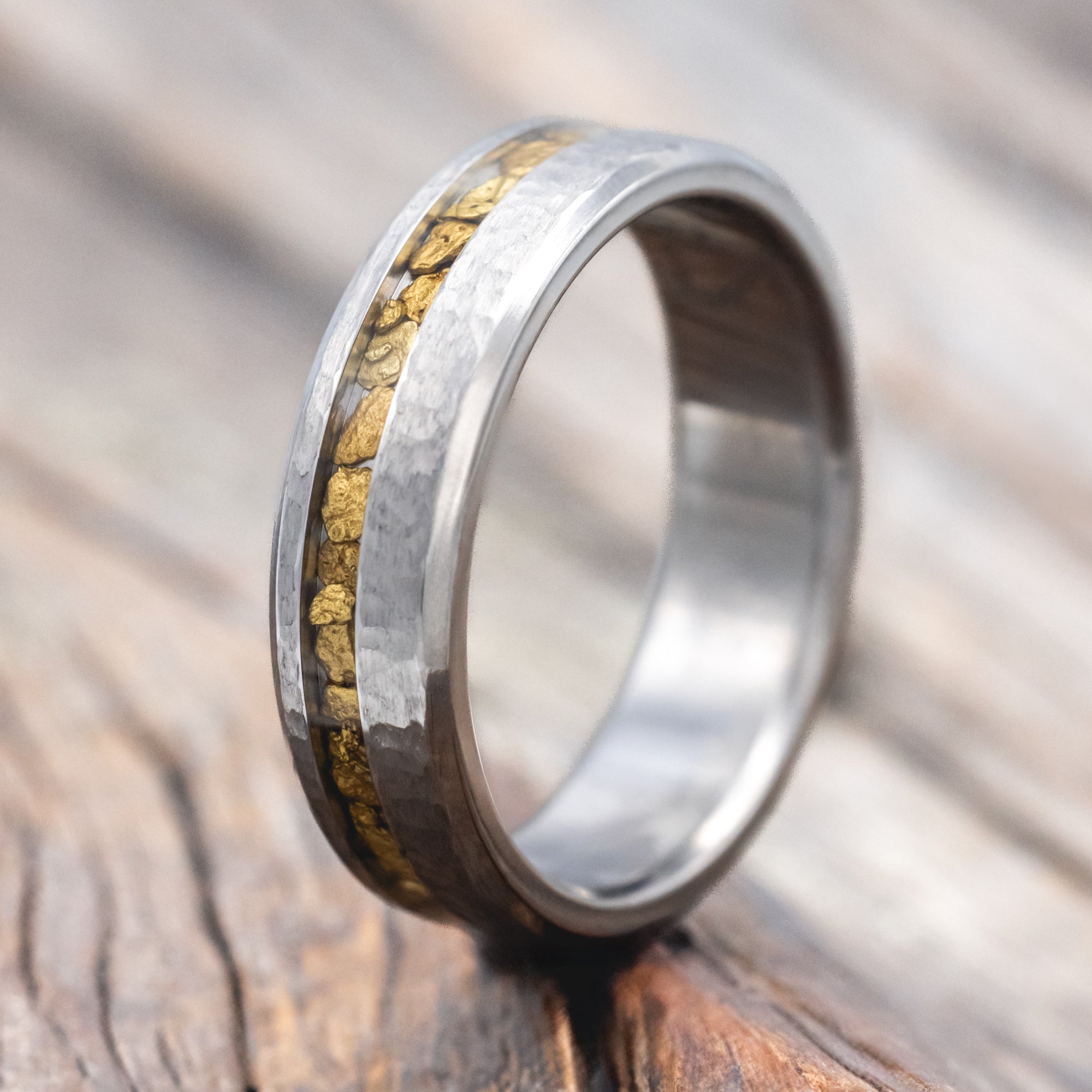 "VERTIGO" - GOLD NUGGET WEDDING RING-Staghead Designs