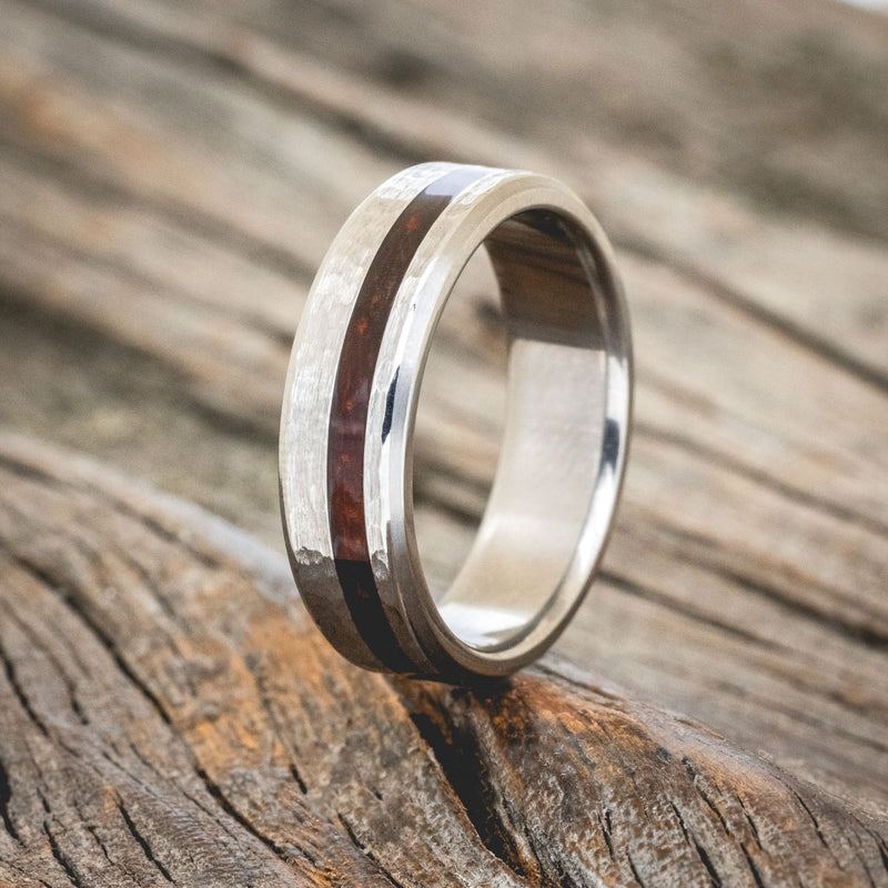 "VERTIGO" - HAMMERED PADAUK WEDDING BAND-1