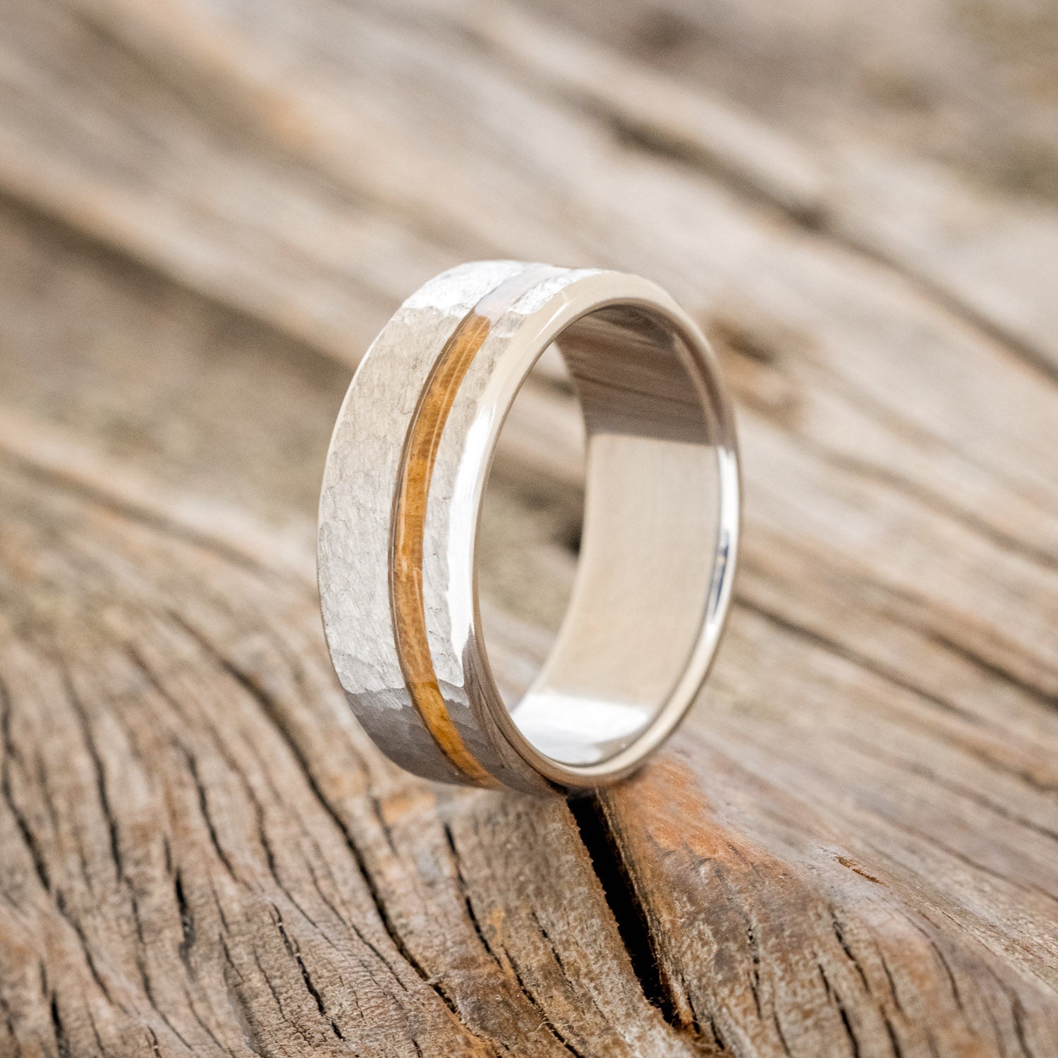 "VERTIGO" - OFFSET WHISKEY BARREL WEDDING BAND - READY TO SHIP-Staghead Designs